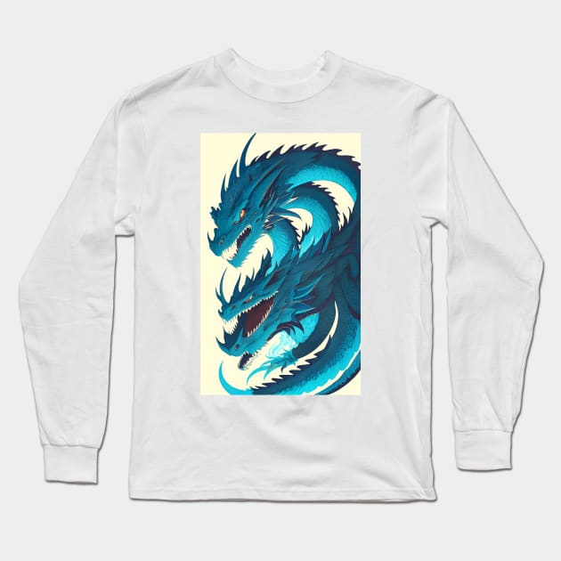 Blue Dragon Graphic Fantasy Anime Long Sleeve T-Shirt by ShopSunday